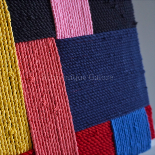 FusionWeave Spectrum Splendor – Sustainable Textile Wall Art | Upcycled Fabrics