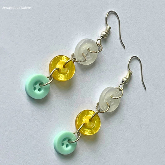 Upcycled Button Dangling Earrings | Eco-Friendly Earrings
