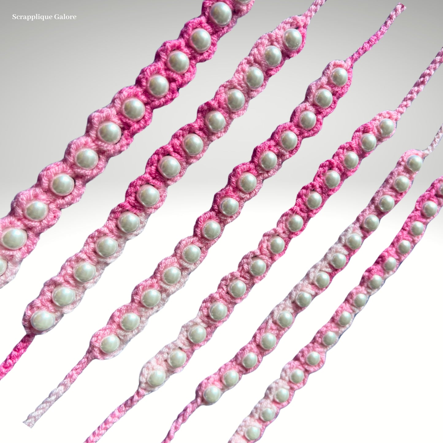 Hand-Crochet Pearl Bracelets Fashion Accessories Upcycled Beads