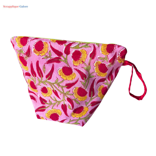 Eco-Friendly Red and Yellow Floral Travel Kit Toiletry Bag