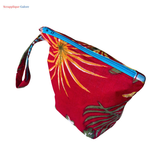 Enchanted Red Forest Floral Leaf Eco-Friendly Pouch Multi-Purpose Kit Bag