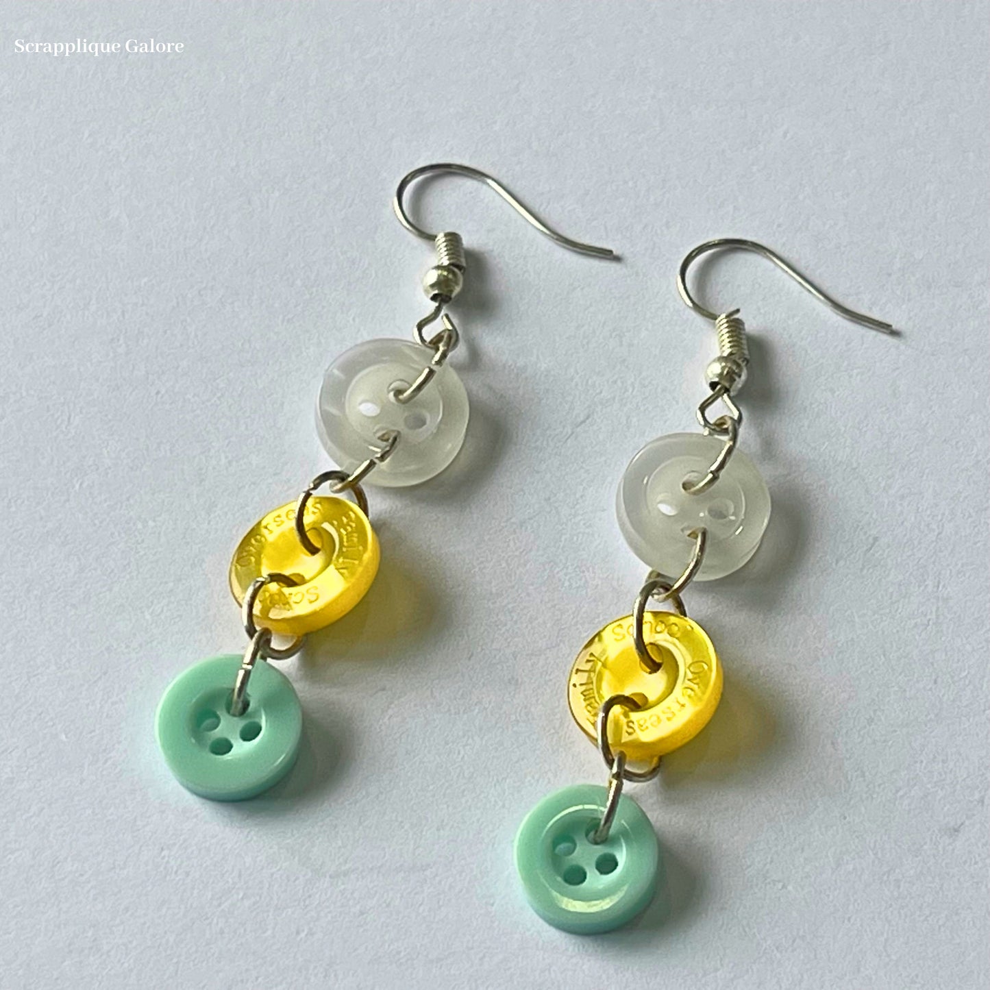 Upcycled Button Dangling Earrings Singapore Eco-Friendly Earrings Singapore