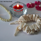 Shop Pearl-White Satin Scrunchies - Stylish and Eco-Conscious Hair Accessories in Singapore