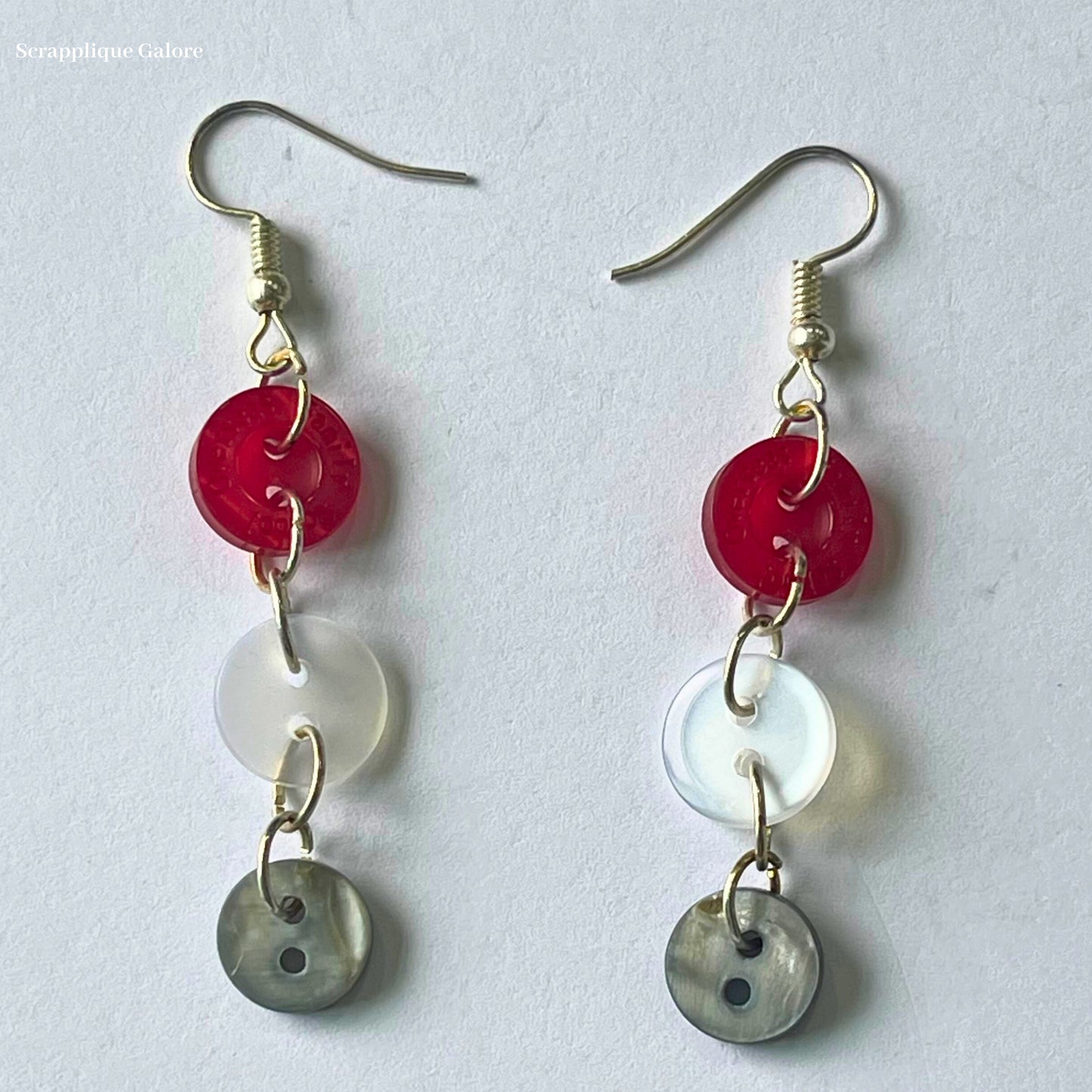 Upcycled Button Dangling Earrings Singapore Eco-Friendly Earrings Singapore