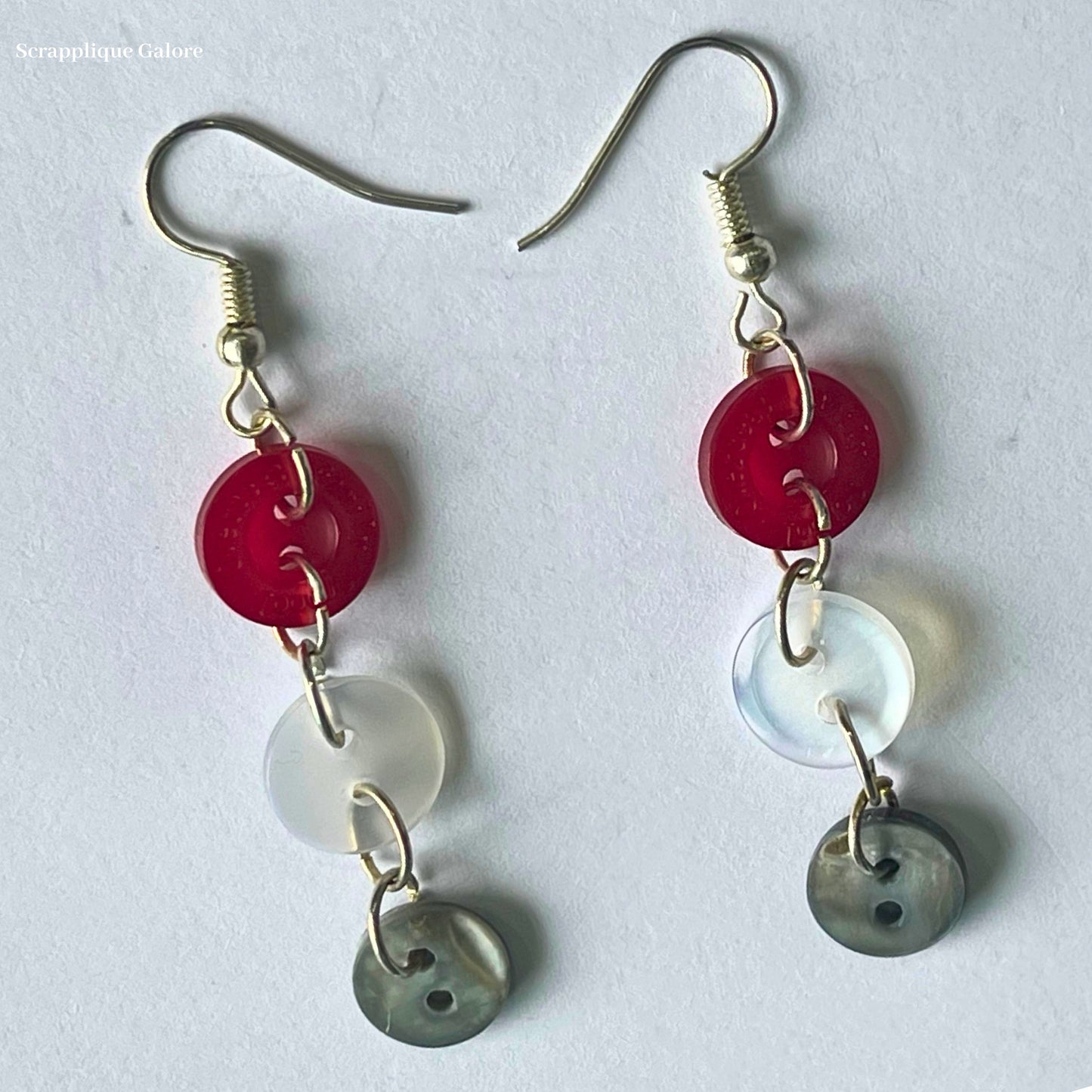 Upcycled Button Dangling Earrings Singapore Eco-Friendly Earrings Singapore